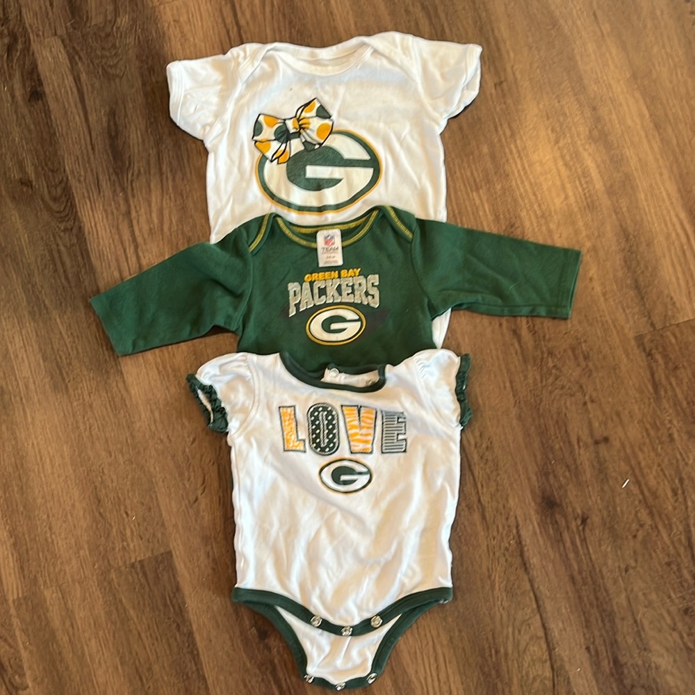 Green Bay Packers 3/6 month onesies